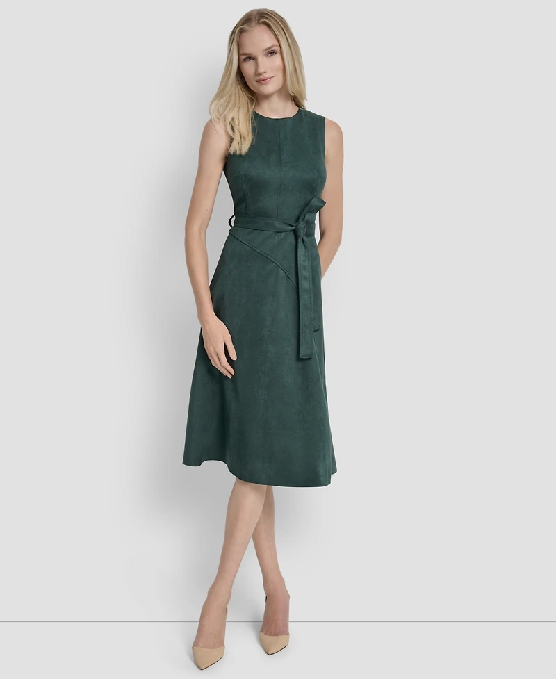 Dkny Women's Sleeveless Crew Neck Fit & Flare Dress