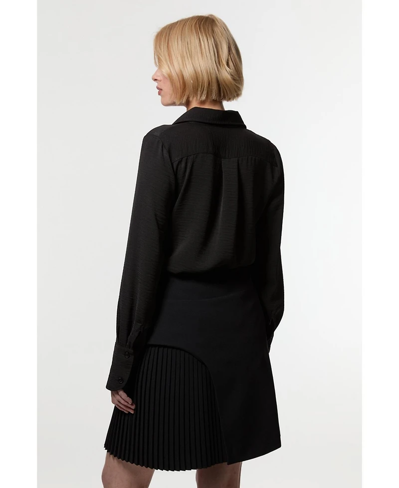 Buckle Detail Pleated Mini Skirt