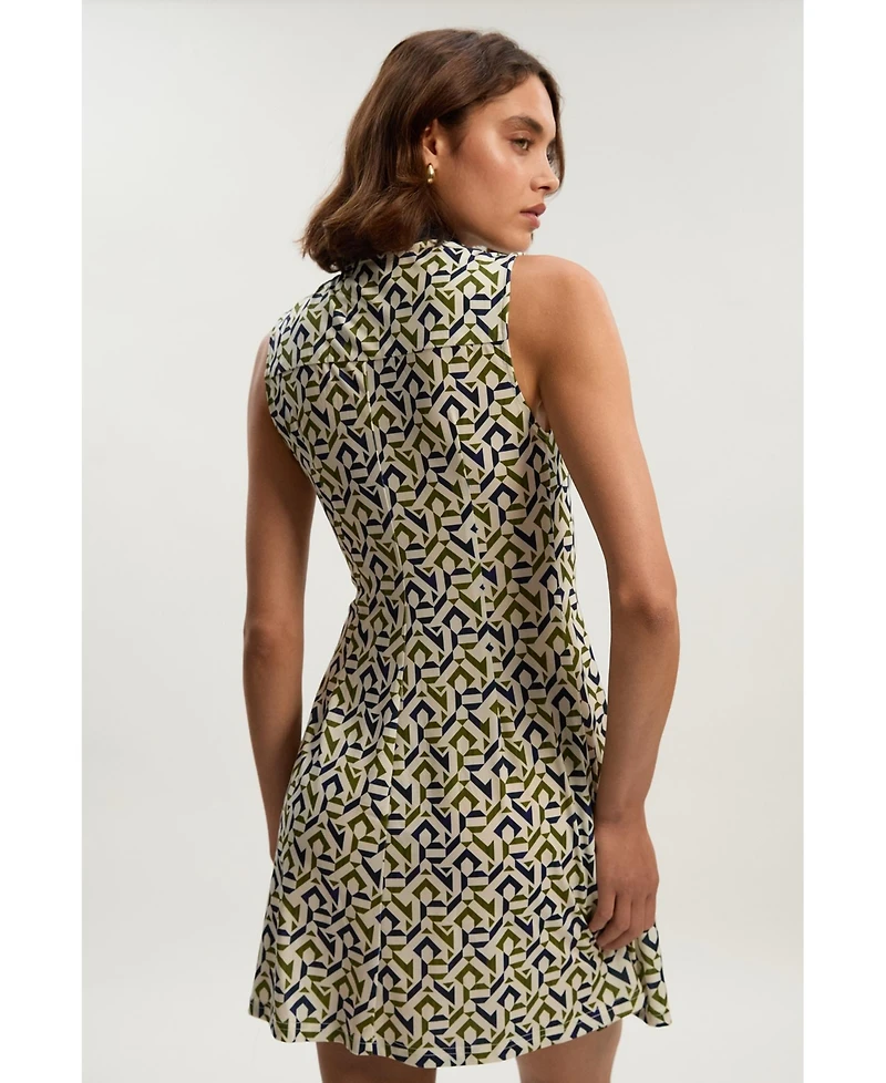 Karen Millen Petite Crepe Tie Neck Mini Dress