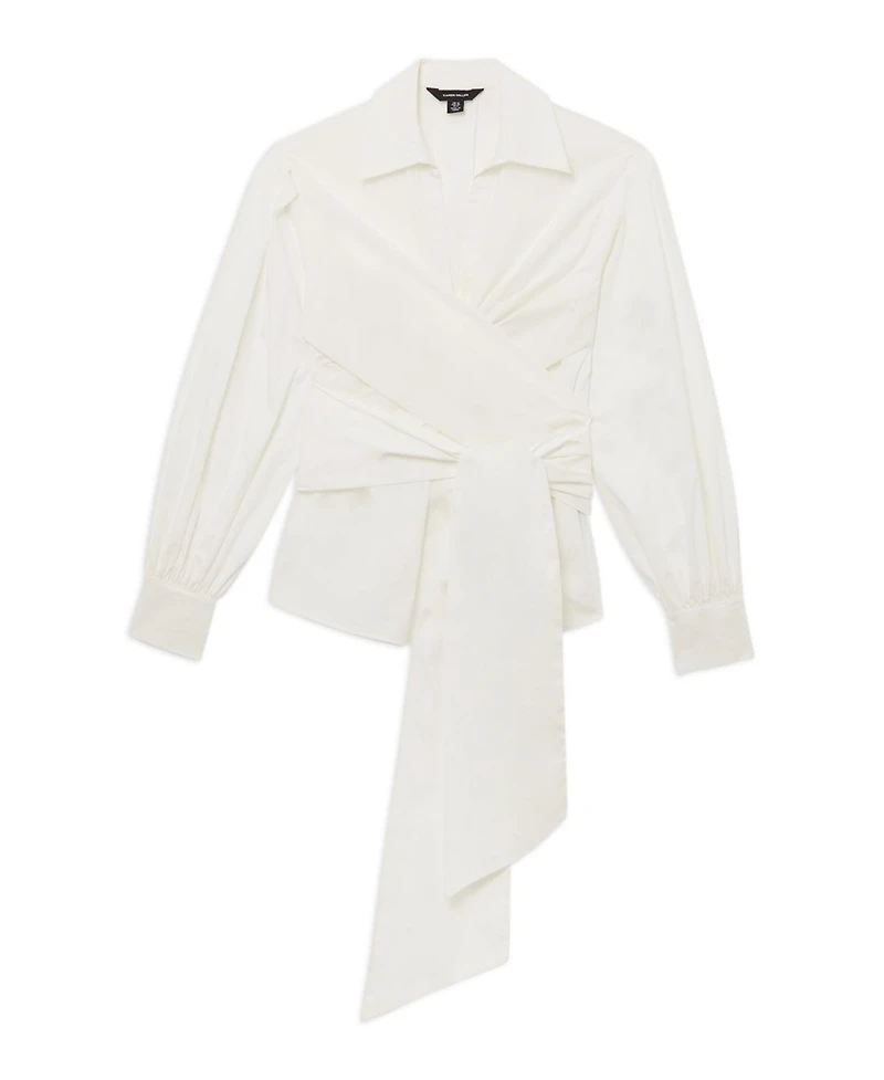 Karen Millen Women's Woven Wrap Balloon Sleeve Blouse