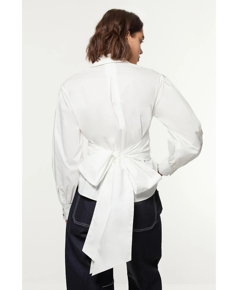 Karen Millen Women's Woven Wrap Balloon Sleeve Blouse