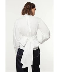 Karen Millen Women's Woven Wrap Balloon Sleeve Blouse