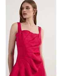 Karen Millen Women's Scuba Drama Ruffle Woven Mini Dress
