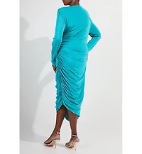 Karen Millen Women's Long Sleeve Ruched Maxi Dress