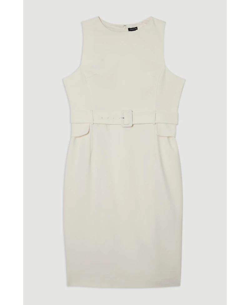 Karen Millen Women's Essential Belted Tailored Midi Dress