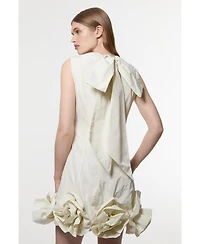 Karen Millen Taffeta Rosette Woven Mini Dress