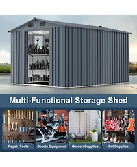 Streamdale Furniture 8x10 Metal Outdoor Storage Shed - Dark Grey