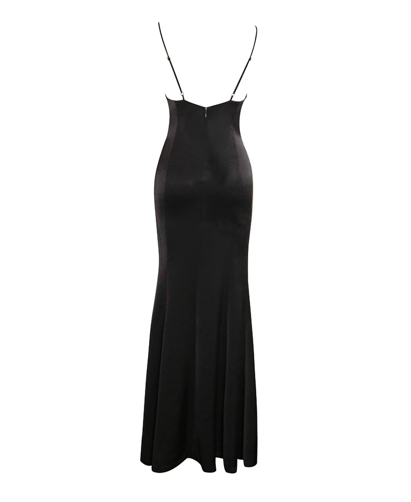 Miss Circle Women Eleanor Black and White Bow Satin Gown