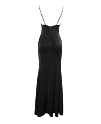Miss Circle Women Eleanor Black and White Bow Satin Gown