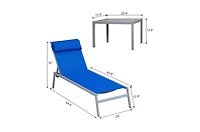Patio Chaise Lounge Set of 3 -Piece Woven Conversation with Blue