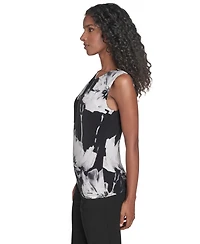 Calvin Klein Women's Sleeveless Pleated Crew Neck Top