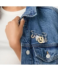 Jessica Simpson Mixed Metal Rodeo Charm Safety Pin Brooch