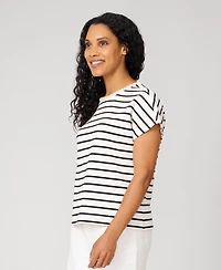 Cable & Gauge Women's Striped Crewneck Relaxed Tee