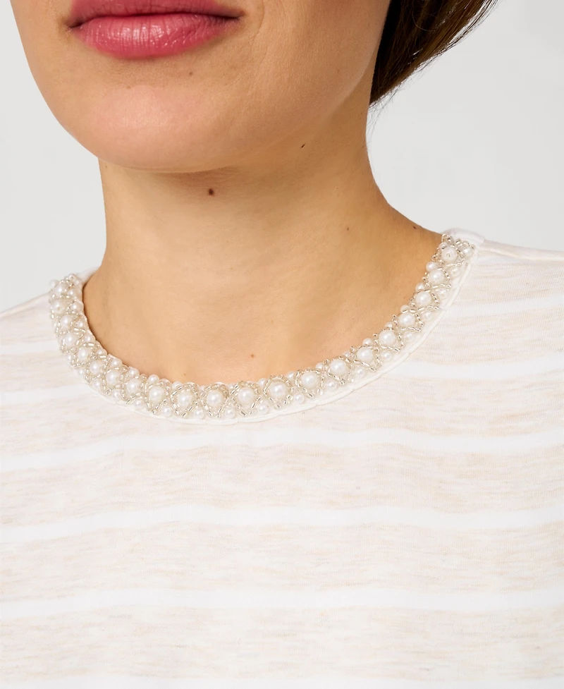 Cable & Gauge Women's Striped Crewneck Relaxed Tee