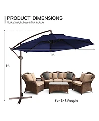 Clihome 11 ft. Iron Outdoor Cantilever Patio Umbrella 360° Rotation Offset