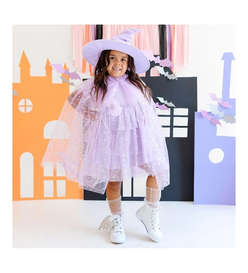 Sweet Wink Toddler Girls Lilac Star and Moon Halloween Short Sleeve Tutu Dress
