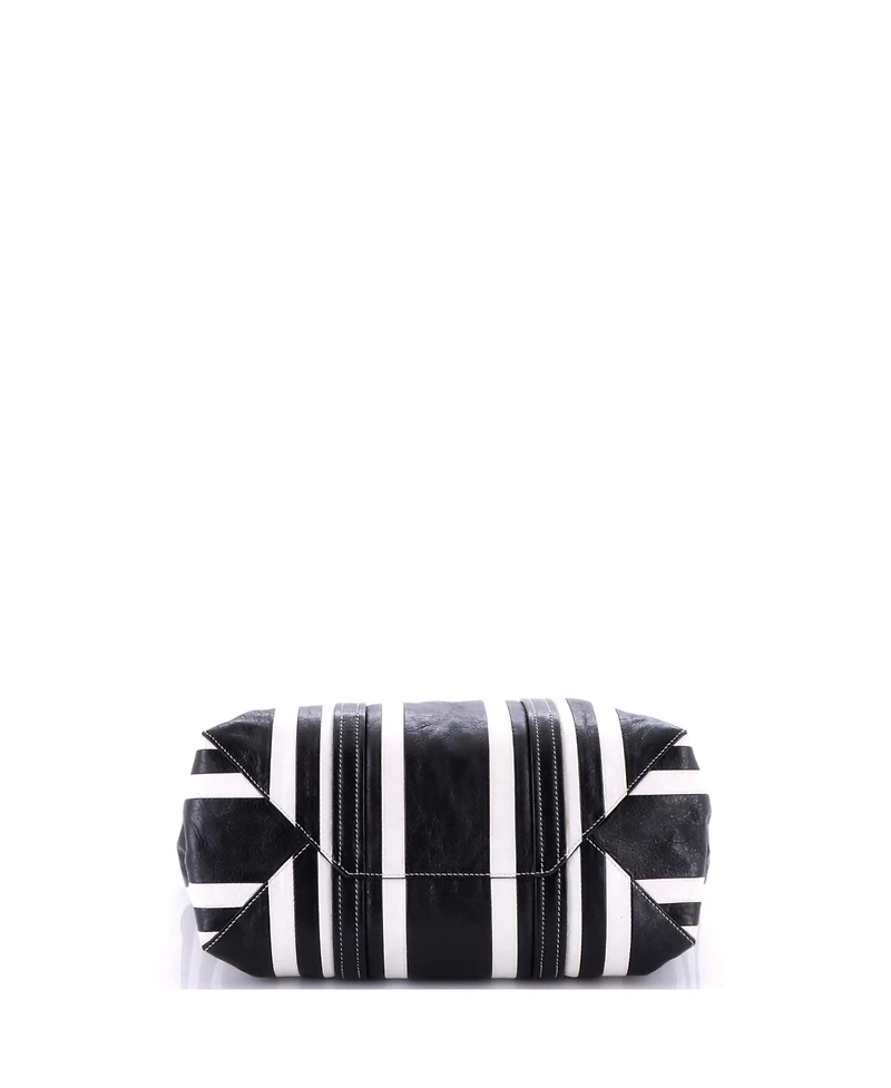 Pre-Owned Balenciaga Medium Barbes East West Shopper Tote Striped Leather