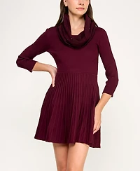Bcx Juniors' 3/4-Sleeve Crewneck Detachable Scarf Sweater Dress