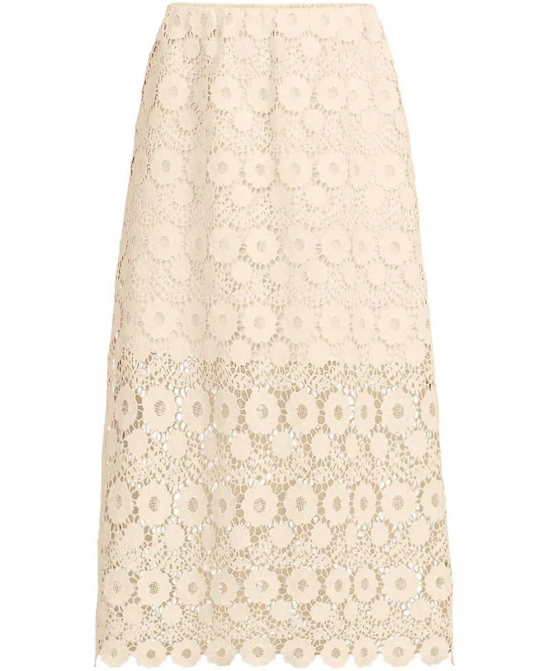 Lands' End Women's Lace Overlay Midi Skirt