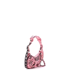 Pre-Owned Balenciaga Xs Le Cagole Graffiti Giant Studs Shoulder Bag Leather