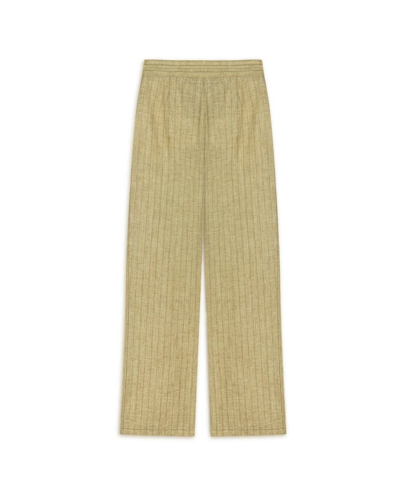 Nocturne Women's Linen Striped High-Waist Pants