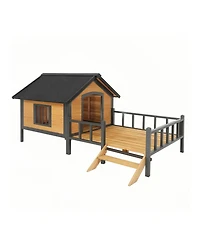 Streamdale Furniture Large Wooden Cabin Dog Kennel with Porch