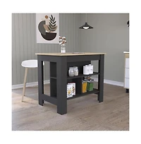 Tuhome Cala Kitchen Island Black / Light Oak Mdf