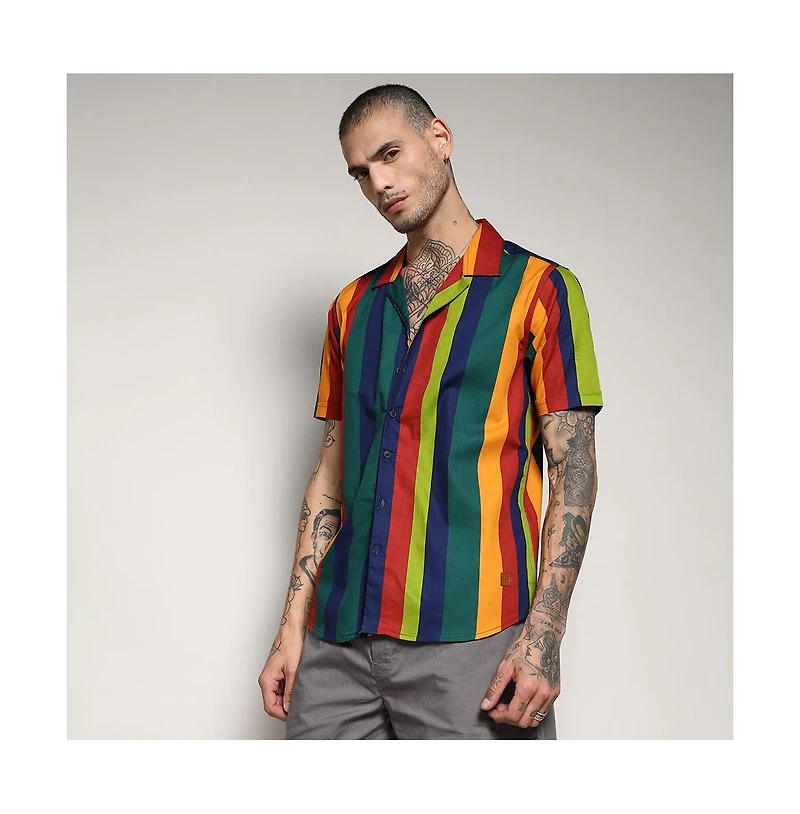 Campus Sutra Men's Awning Striped Shirt