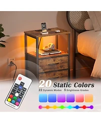 Mr Ironstone Nightstand with Charging Station & Adjustable Led Lights