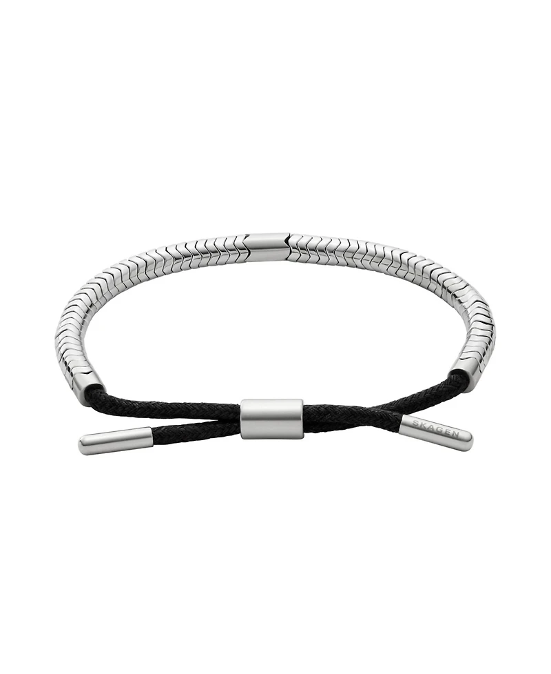 Skagen Women's Pelle Silver-Tone Hematite Beaded Bracelet