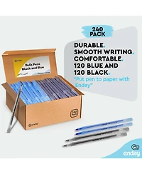 Enday Pens Bulk Black Pens Blue Pens Ballpoint, Medium Point (1.0mm), Flexible Round Barrel 400 Count, 200 Black ink Pens & 200 Blue Ink Pens
