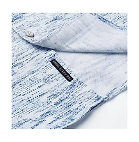 Campus Sutra Men's Chalk White & Indigo Blue Textured Tactile Shirt