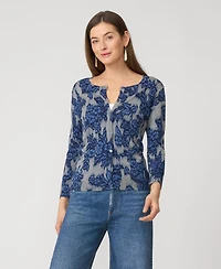 Cable & Gauge Women's Floral Crewneck Cardigan