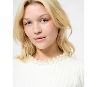 French Connection Women's Embellished Short Sleeve Sweater