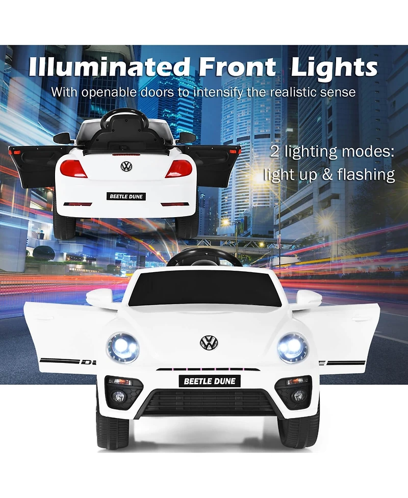 Costway 12V Kids Ride On Car Licensed Volkswagen Beetle w/ Remote Control & Music White