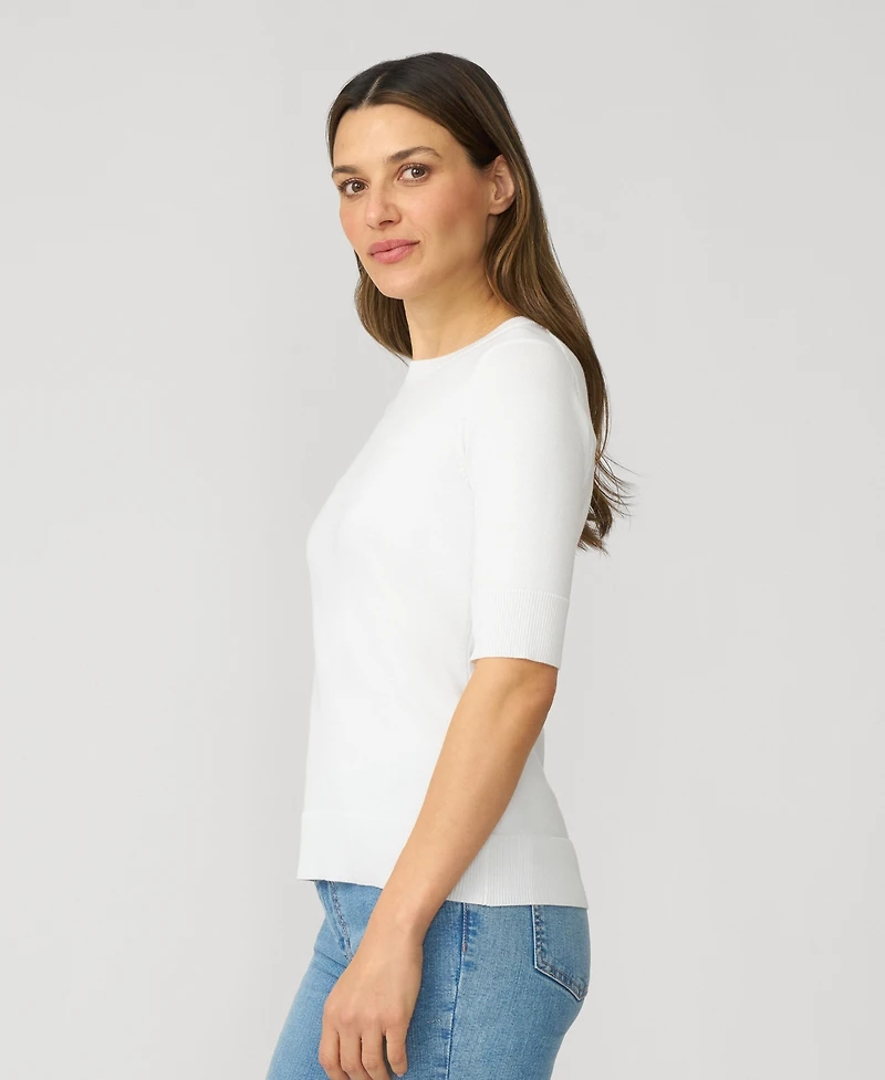 Cable & Gauge Women's Elbow Sleeve Crewneck Sweater