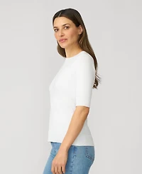 Cable & Gauge Women's Elbow Sleeve Crewneck Sweater