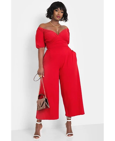 Rebdolls Plus Peasant Top Wide Leg Jumpsuits w. Pockets