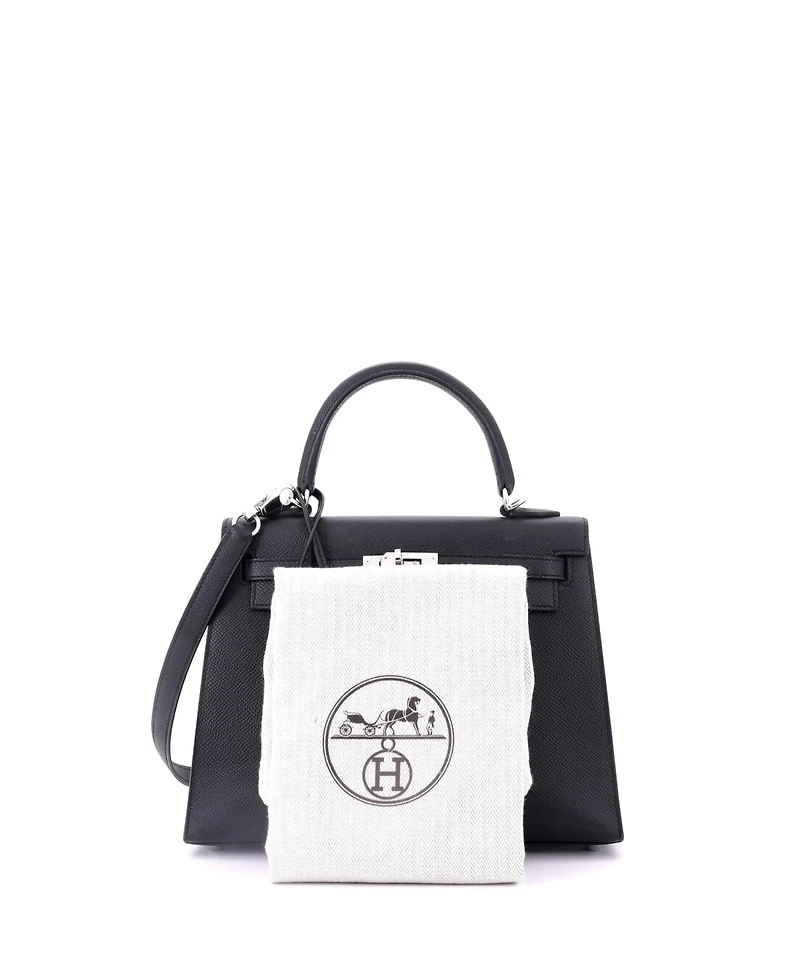 Pre-Owned Hermes Kelly Handbag Epsom with Palladium Hardware