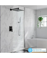 Bathroom Shower Faucet Set, 10 Inch Rainfall Shower Head With Handheld Combo, Wall Mounted Shower System Shower Fixtures With Pressure-Balanced Valve,