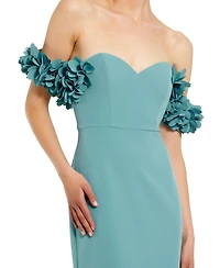 Mac Duggal Women's Crepe Off The Shoulder Gown With 3D Flowers