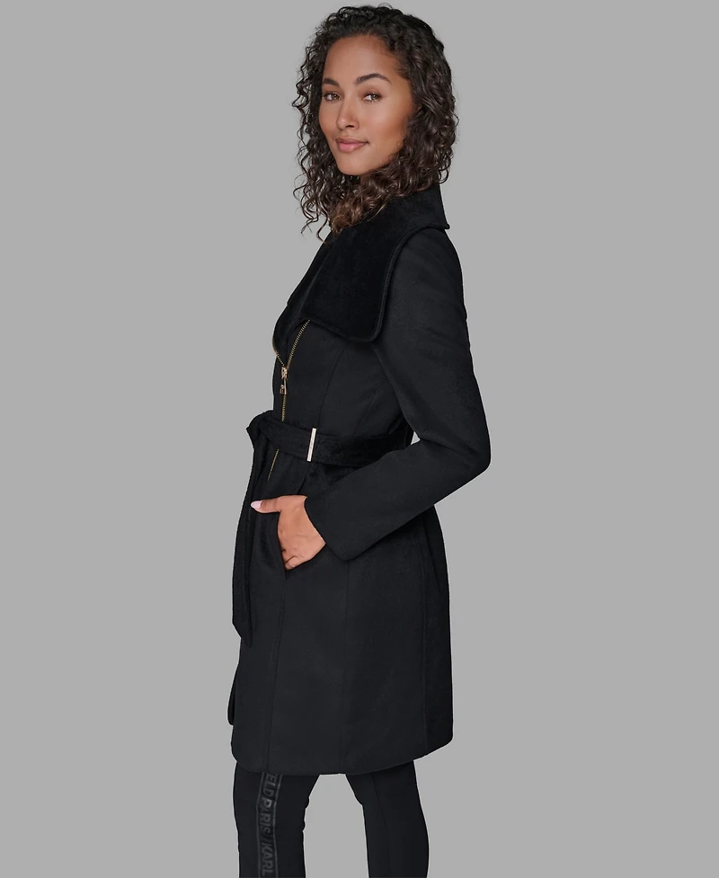 Karl Lagerfeld Paris Women's Asymmetrical Wrap Coat