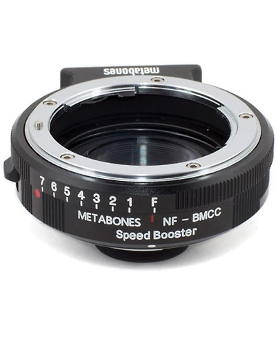 Metabones Nikon G Lens to Blackmagic 2.5k Cinema Camera with Micro 4/3 Speed Booster, Matte-Black