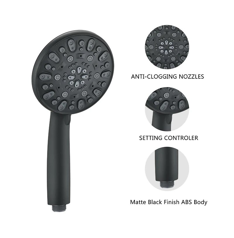 Rainsken Matt black high pressure multi function with hand held shower faucet