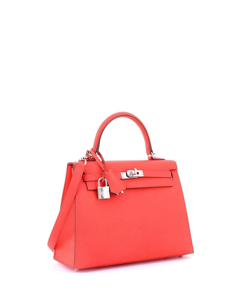Pre-Owned HERMES Kelly 25 Handbag Verso Epsom with Palladium Hardware