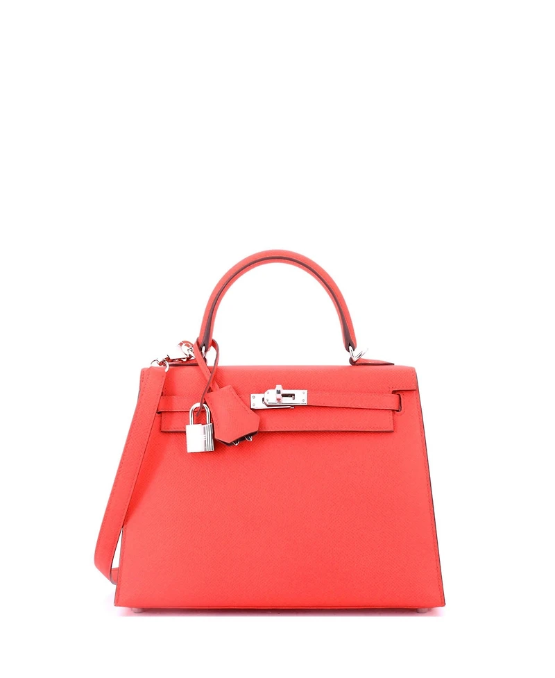 Pre-Owned HERMES Kelly 25 Handbag Verso Epsom with Palladium Hardware