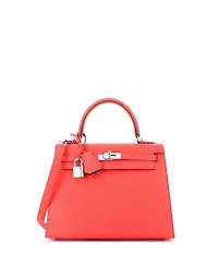 Pre-Owned HERMES Kelly 25 Handbag Verso Epsom with Palladium Hardware