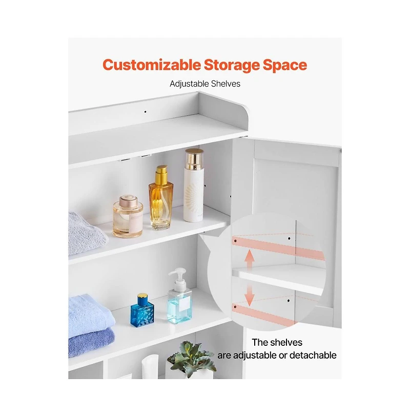 Slickblue Space-Saving Over-Toilet Cabinet with Adjustable Shelf for Bathroom