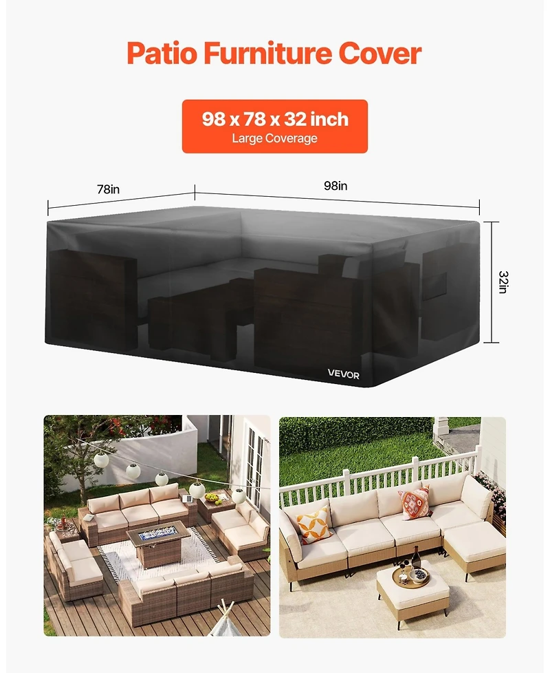 Slickblue Outdoor Waterproof 420D Furniture Cover for Sofa, Table, and Chairs