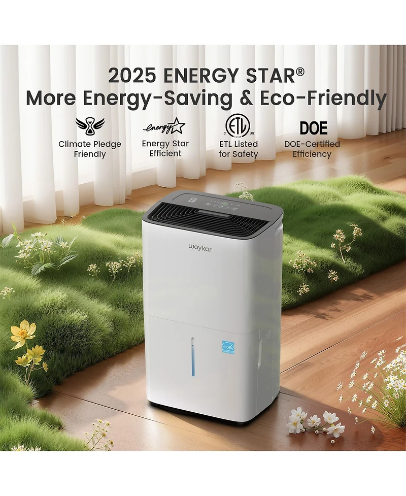 Waykar 120 Pint Energy Star Dehumidifier with Drain Hose for Home, Basement & Large Space, 6000 Sq. Ft